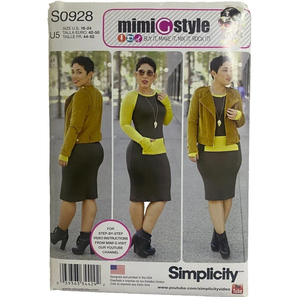 #S0928 Simplicity Misses Lined Jacket and Knit Dress Sewing Pattern